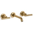 thumbnail image 3 of Kohler K-T14413-4 Purist 1.2 GPM Wall Mounted Widespread Bathroom Faucet - Nickel, 3 of 7