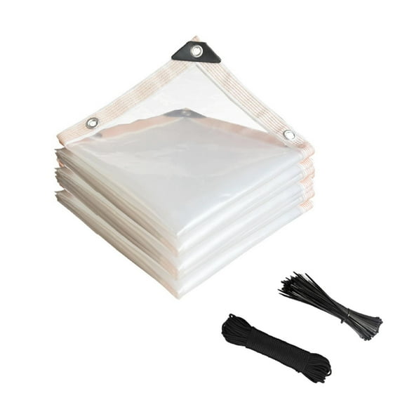 Lona impermeable de polietileno transparente con bordes reforzados. 300cmx250cm