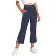 thumbnail image 6 of Maqroz Girls Flare Capri Pants High Waisted Stretchy Yoga Split Hem Summer Athletic Gym Trousers with Pockets Back to School pants 6-15 Years, 6 of 8