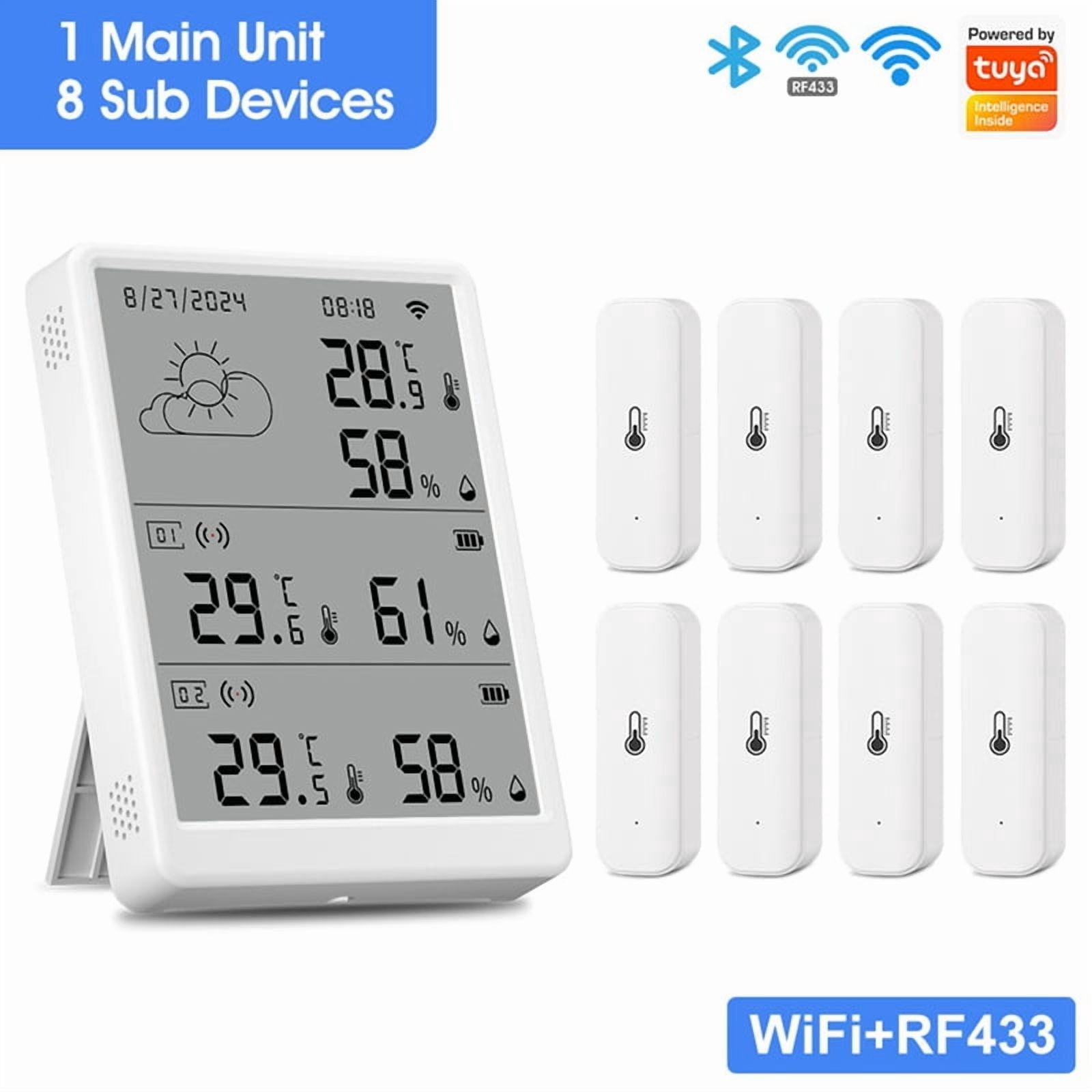 Tuya WIFI Weather Station Digital Forecast Screen with 8 WiFi+RF433 Sensors Thermometer Hygrometer Support Voice Control