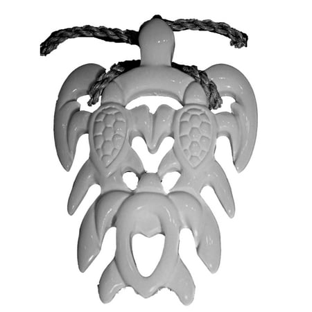 Hawaiian Honu Turtle Pendant - HAWAIIAN HONU TURTLE OHANA FAMILY BONE PENDANT NECKLACE