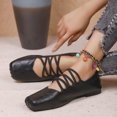 thumbnail image 2 of KEGIRLOM Women Fashionable Casual Square Toe Strap Comfortable And Versatile Solid Color Flat Sole Shoe Black Size 6, 2 of 7