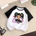 thumbnail image 2 of Zhuashum 11-12 Years Tops For Teen Girls Color Match Cartoon Graphic Shirts Summer Crewneck Short Sleeve Tee Weekend Loose Girl Clothes Black, 2 of 4