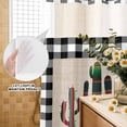 thumbnail image 2 of No Hook Shower Curtain with Built-in Rings - Tropical Cactus Washable Waterproof Fabric Bathroom Curtains for Hotel,Rentals, 66 X 72 Inch Long , Black Buffalo Check Plaid, 2 of 9