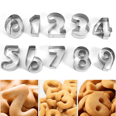 

Birthday Numbers Cookie Cutter Set 10 Pcs Stainless Steel for Holiday Party Decorations