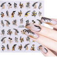 3D Nail Art Stickers Shiny Golden Leaves Flowers Pattern Adhesive