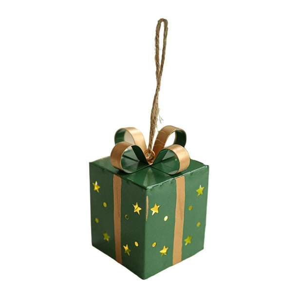 Adorno Navideño Con Caja De Regalo Iluminada De Hierro Para Restaurante, Guirnalda, Hotel, Color Verde