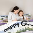thumbnail image 4 of Castle Fairy Watercolor Camper Twin Comforter Sets 3-Piece for Kids, Lavender Print Bedding Set for Bedroom, Purple White, 4 of 6