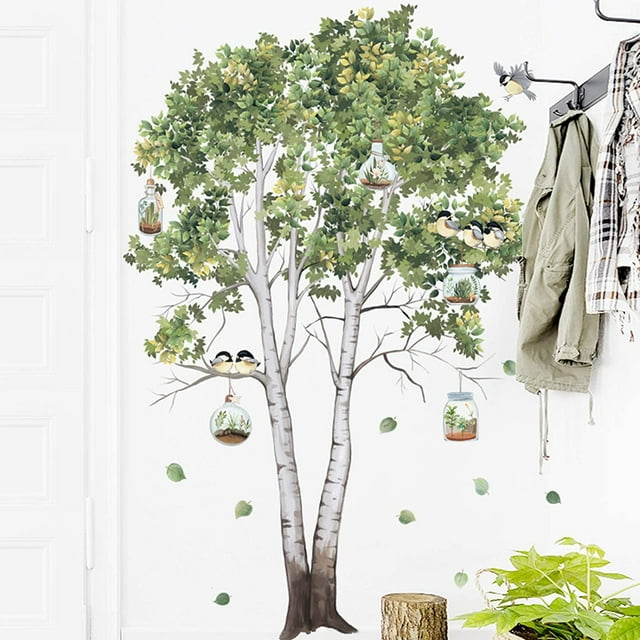 Calcomanía extraíble para pared de árbol, decoración artística DIY, Mural, decoración verde para sala de estar, dormitorio, ventana, gabinete TUNC Sencillez