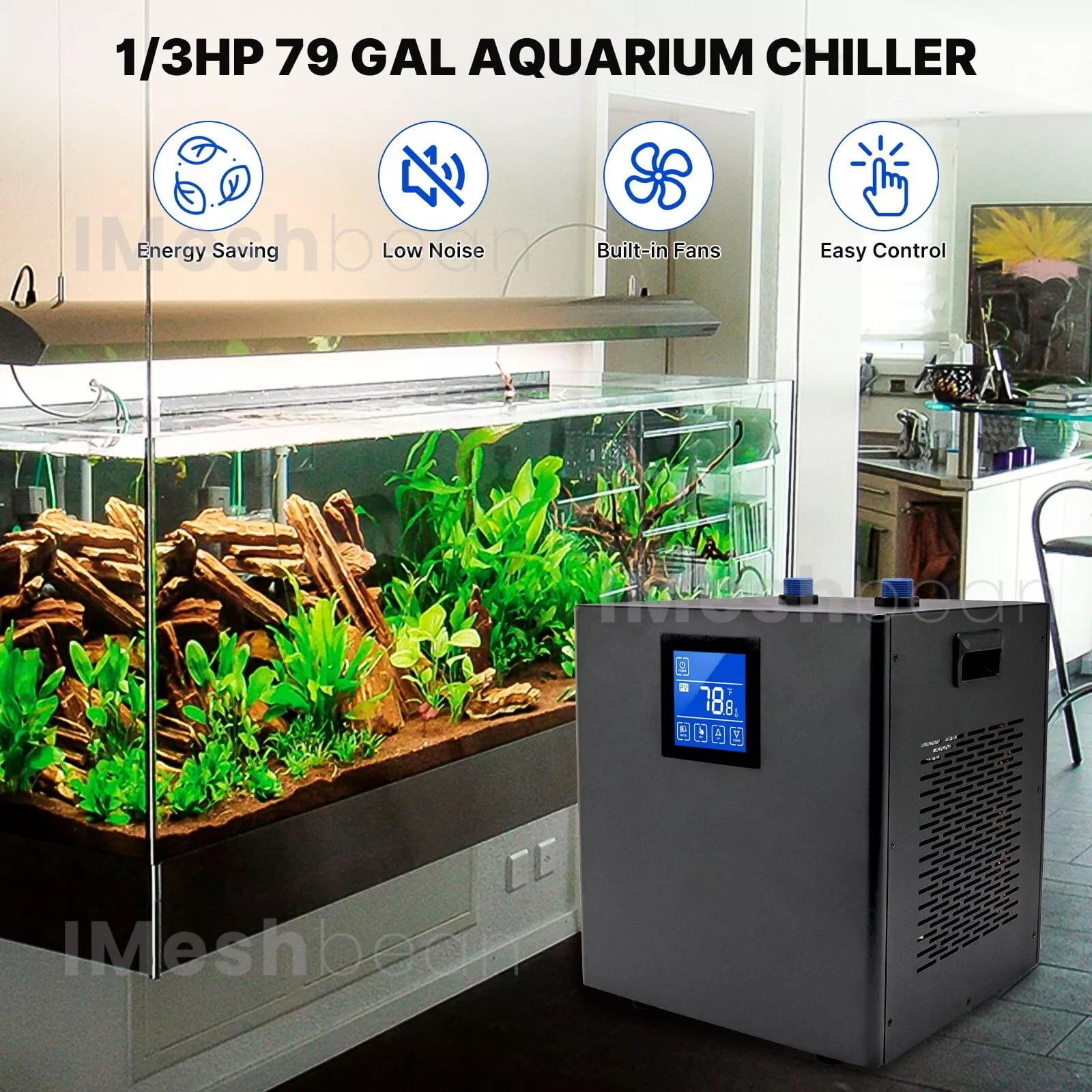 iMeshbean 300L 1/3HP Aquarium Chiller Ice Bath Water Chiller Hydroponic Fish Tank Cooler