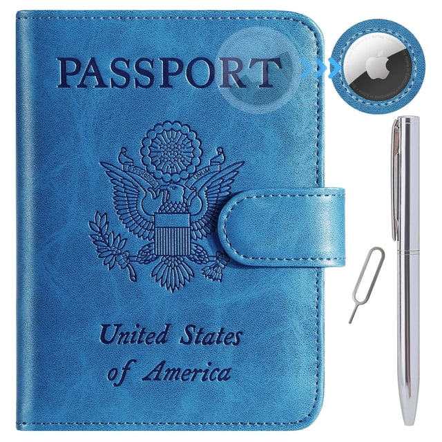 Funda de piel con cierre de pasaporte y bloqueo RFID