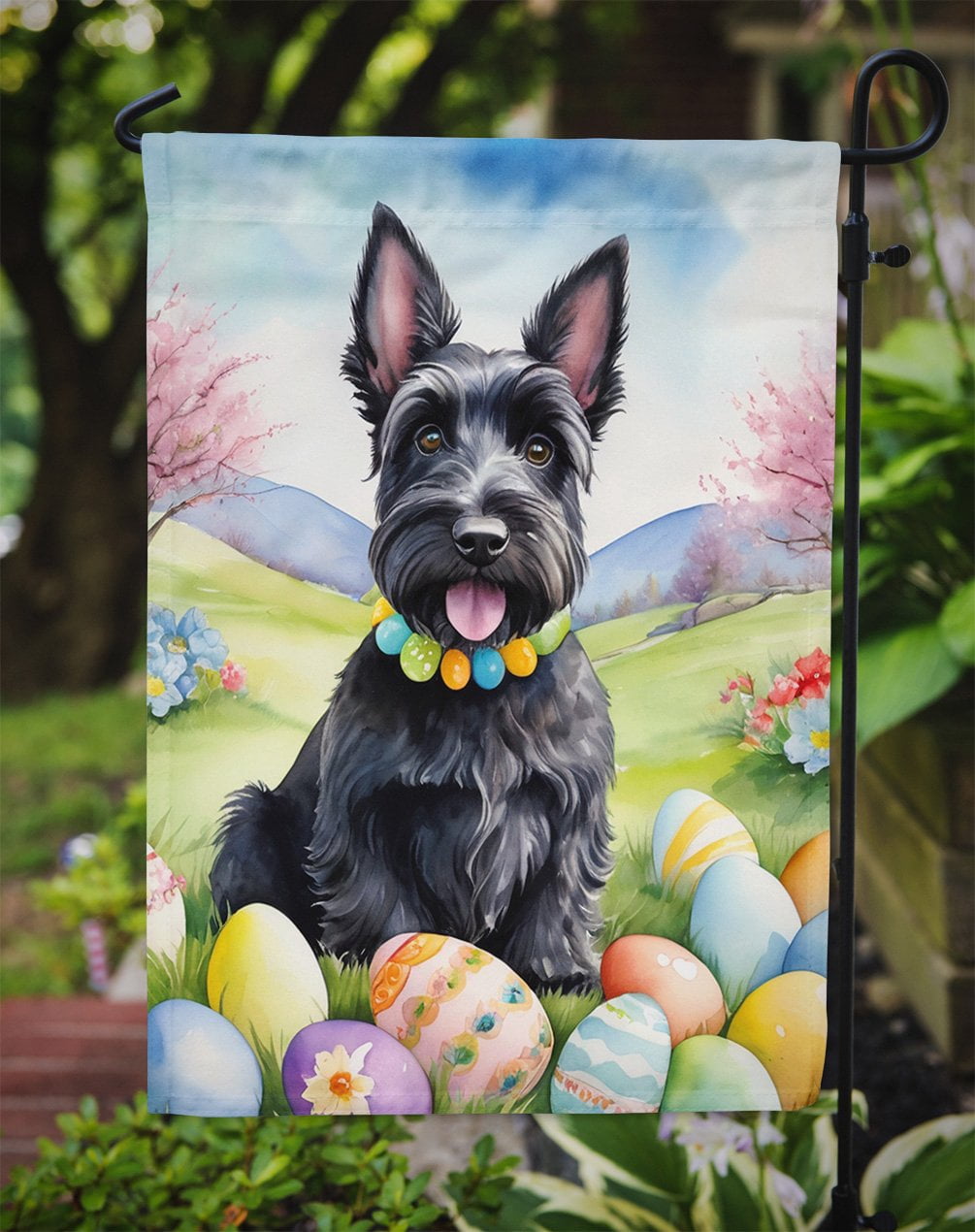 Scottish Terrier Easter Egg Hunt Garden Flag 11.25 in x 15.5 in