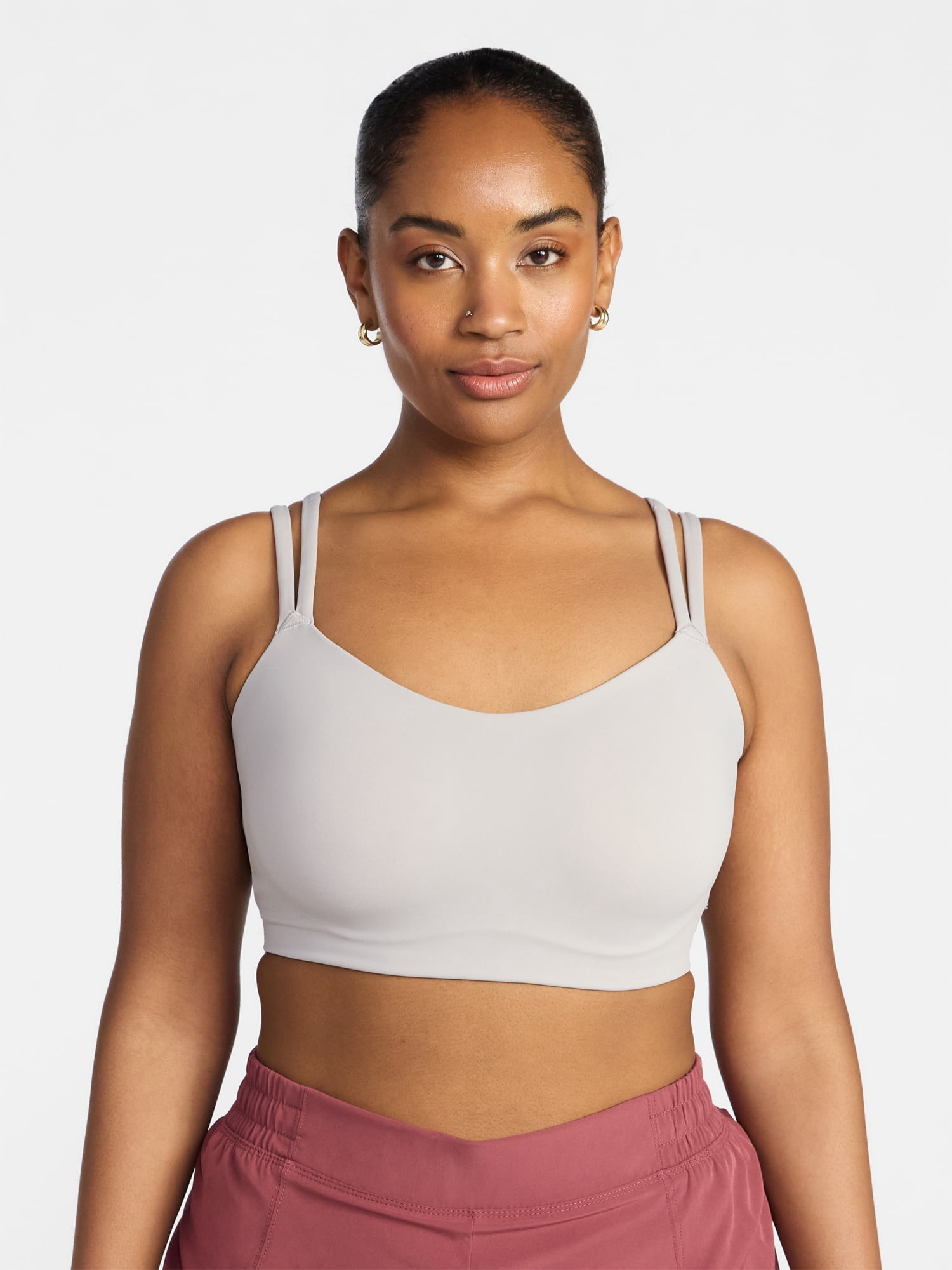 Avia Women’s Plus Medium Support Strappy Sports Bra, S-3X, Taupe Fog