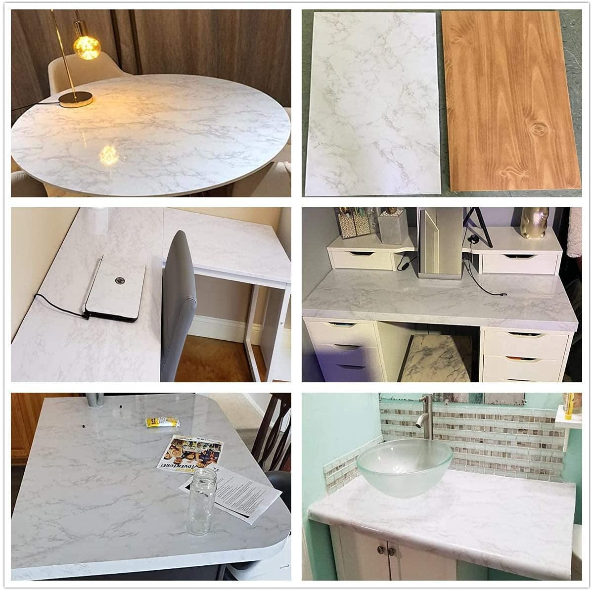 (4 pack) UMIGGEE Marble Contact Paper 17.7" x 78.7" Gray/White Marble Peel and Stick Wallpaper for Kitchen Self Adhesive and Removable Film Cabinet Furniture