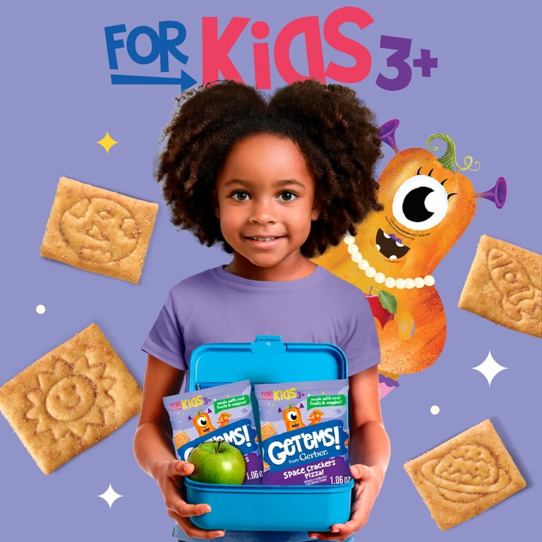 Get'ems from Gerber Pizza Space Crackers, Kids Snack, Iron