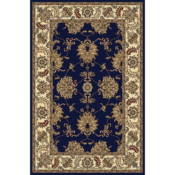 Vitaly Wharton Area Rug 1330 Navy Blue European Bordered 7' 9" x 11' 6" Rectangle