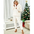thumbnail image 3 of Women's Fluzzy Sherpa Fleece Pajamas Warm Pullover Lapel Sleepwear Sets, 3 of 8