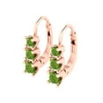 thumbnail image 2 of 1.06 ct Lever-Back Drop Dangle Earrings for Women | 4mm Round Cut Natural Peridot | 18K Rose Gold, 2 of 5