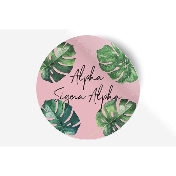 Autocollant Alpha Sigma Alpha, Décalcomanie Sororité Grecque pour Voiture, Ordinateur Portable, Fenêtres, Produit sous Licence Officielle, Design Monogramme 5 Pouces x 5 Pouces - Palm Rose