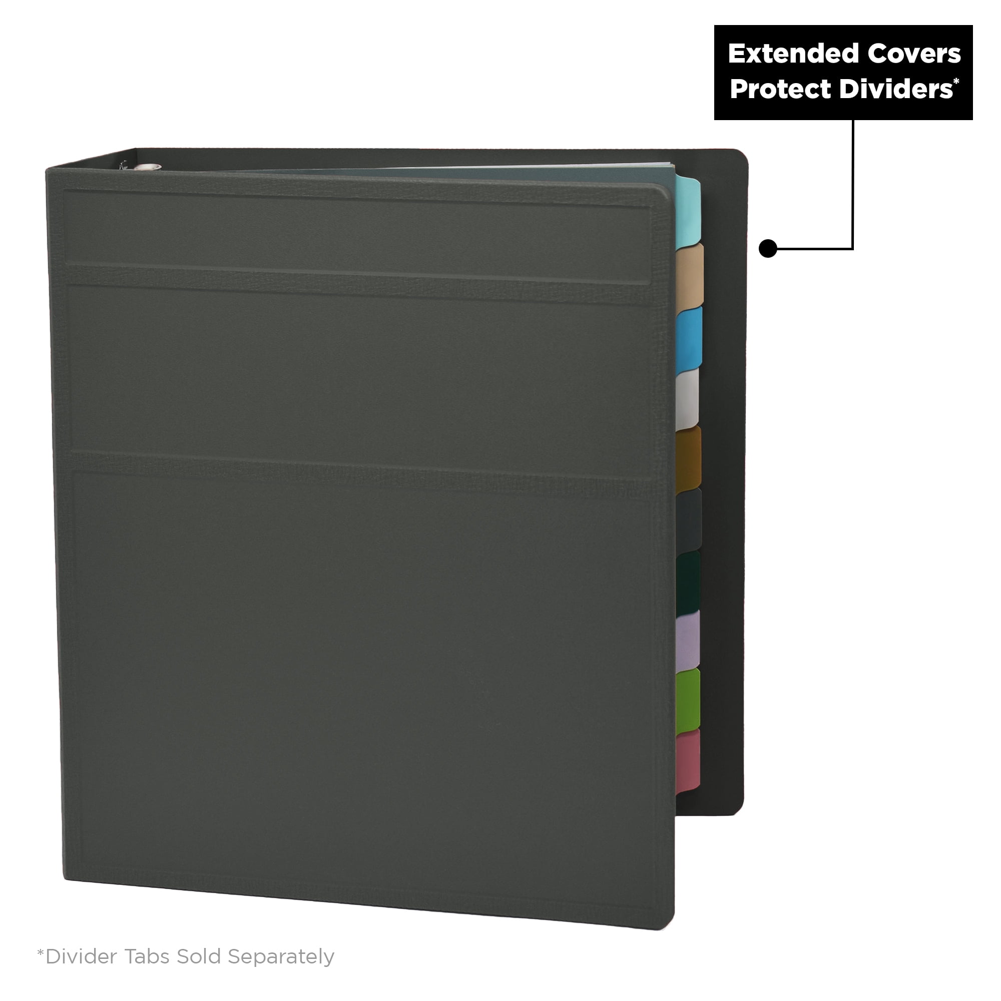 Carstens 3-Inch Heavy Duty 3-Ring Binder - Side Opening, Charcoal Gray