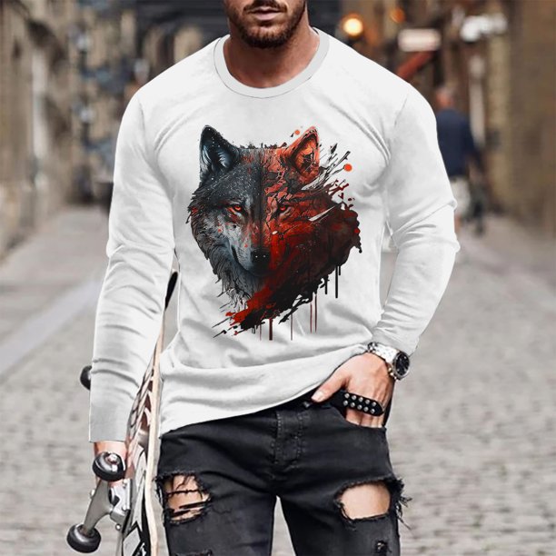 Blusas y camisas de manga larga con cuello redondo. Nueva camiseta casual de manga larga para hombre. Camiseta deportiva con estampado navideño. Blusas y camisas de manga larga con cuello redondo. Blu