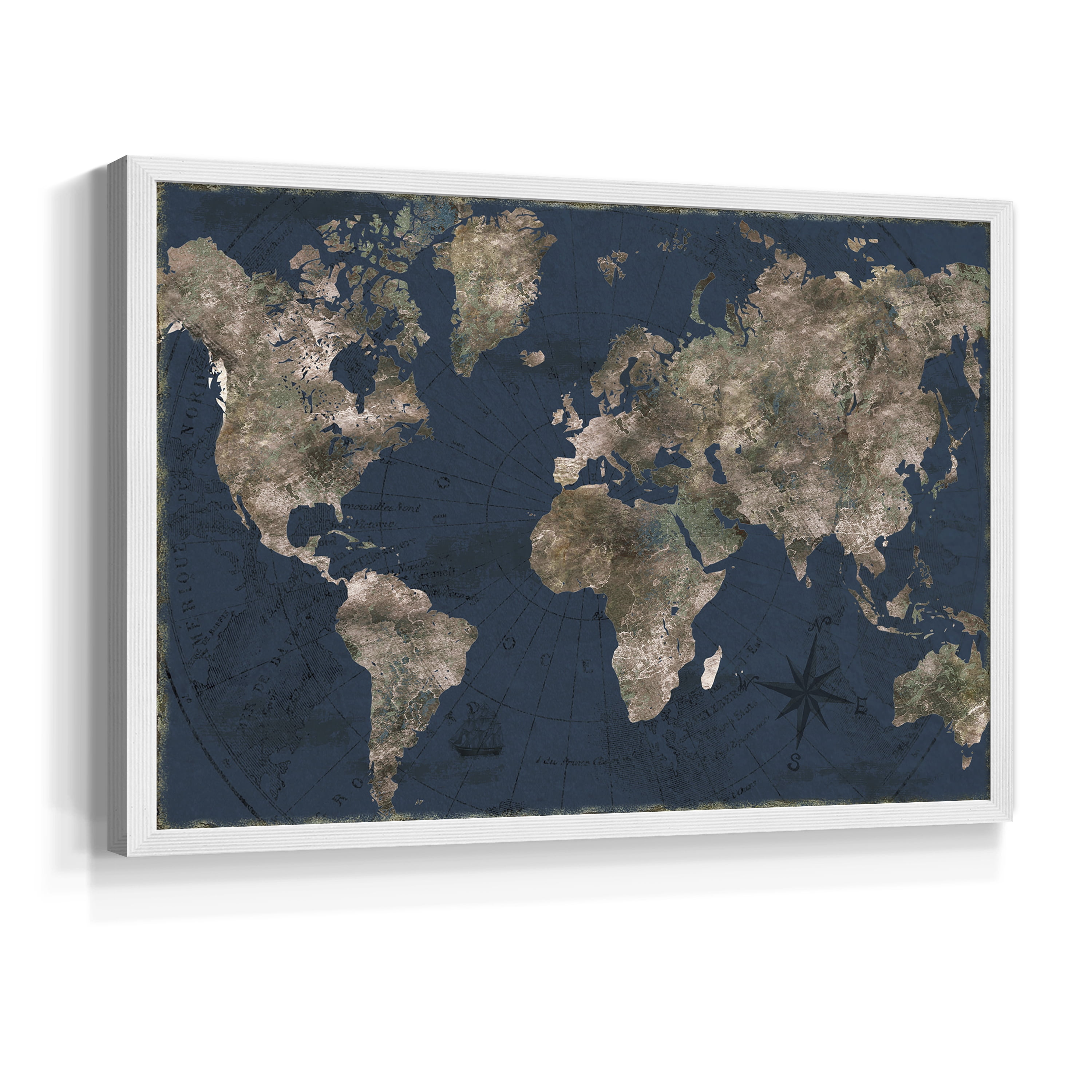 Navy Atlas by CAD Designs - Restickable Framed Giclée Print