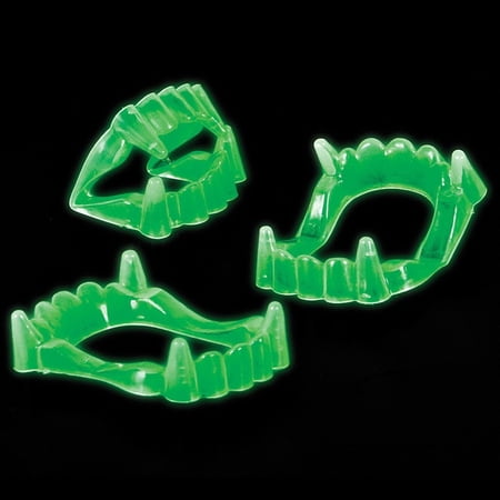 Glow in the Dark Dracula Plastic Costume Accessory Vampire Werewolf Fangs 3ct Great for both kids and adults