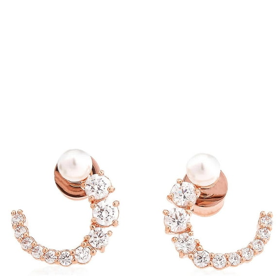 Swarovski Matrix Pierced Earrings Stud Rose Gold Shiny White