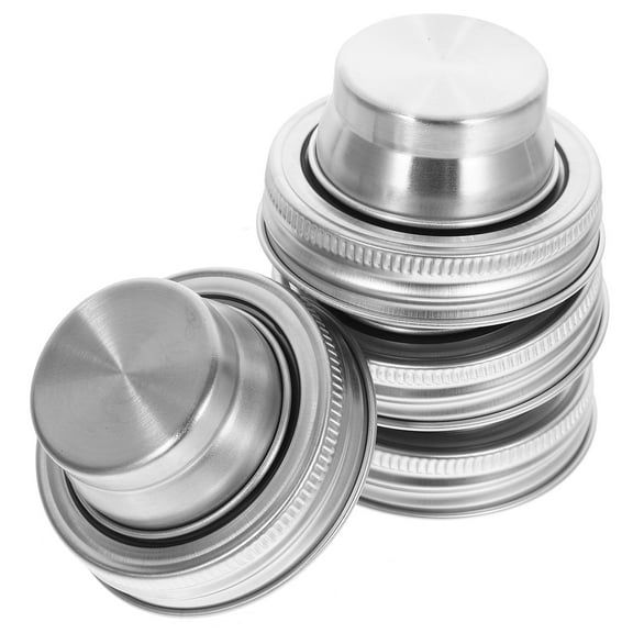 LOLIPPYY Mason Jar Drink Lids Silver For Cocktail Mixing 6Pcs 3In