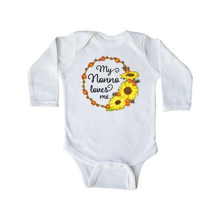 

Inktastic My Nonno Loves Me with Sunflower Wreath Gift Baby Boy or Baby Girl Long Sleeve Bodysuit