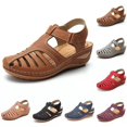 thumbnail image 2 of XIHAHA, Sandalias de cuña Vintage de verano para mujer, zapatos de costura informales con hebilla para mujer, Sandalias Retro con plataforma para mujer de talla grande, 2 of 5