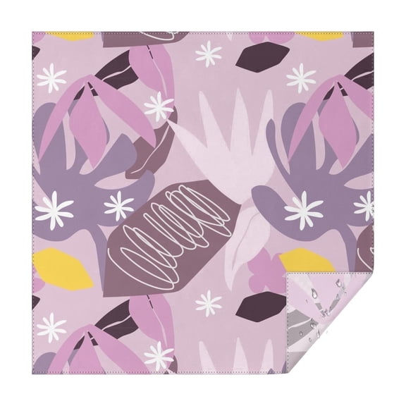 Floral 42" Square Waterproof Tablecloth, Floral Print Polyester Table Cover