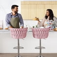 thumbnail image 2 of Lamerge Bar Stool Set of 2, Velvet Swivel Bar Chairs Counter Height Barstools with Back & Footrest, Adjustable Counter Stools Island Chairs for Kitchen, Bar, Dining Room， pink, 2 of 7