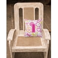 thumbnail image 2 of Letter I Flowers and Butterflies Pink Fabric Decorative Pillow, 2 of 2
