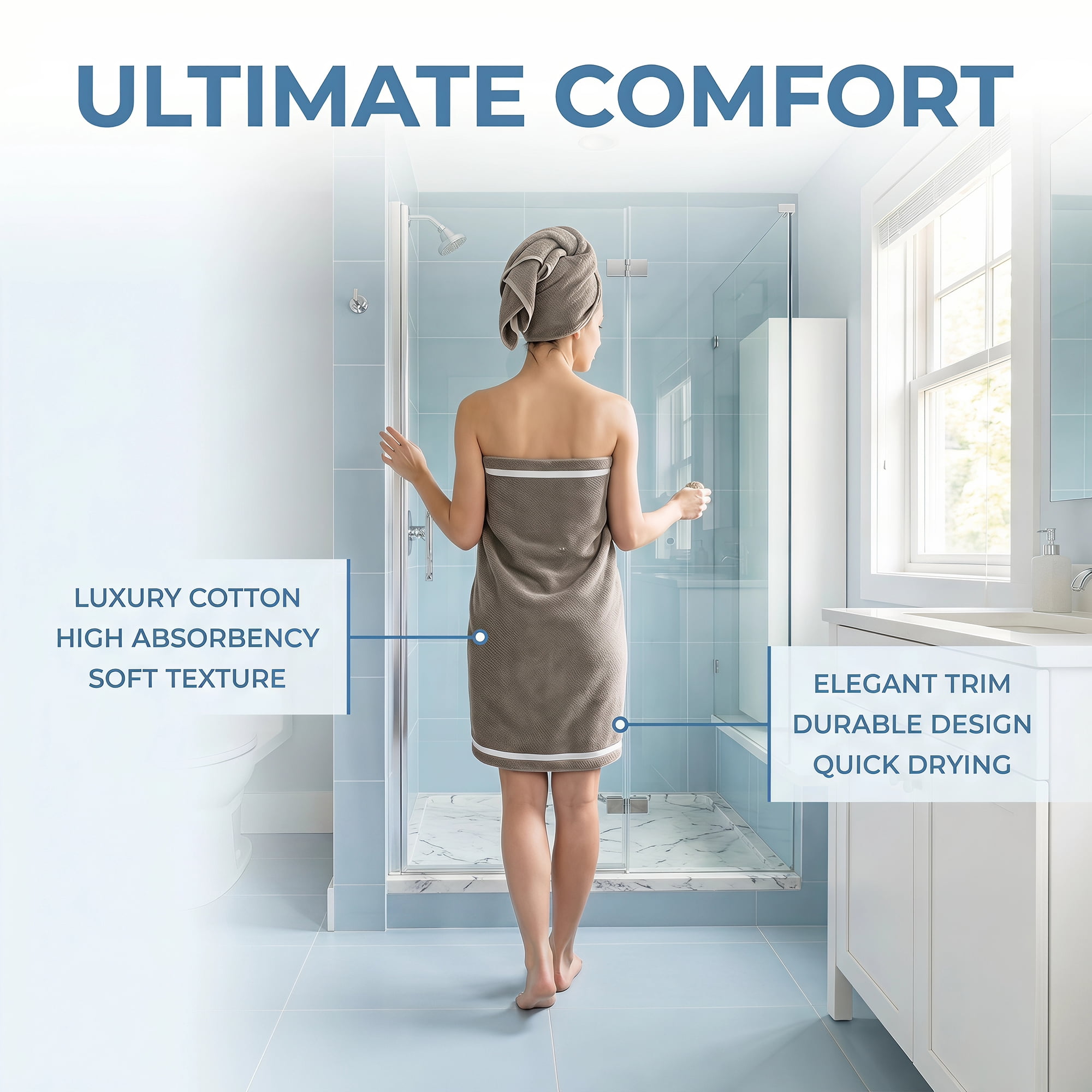 Unique Bargains Silky Gentle Maximum Absorbency Coral Fleece Bath Towel 2 Pack Dark Grey/White 63" x 31"/55" x 28"