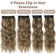 thumbnail image 2 of Clip in Long Wavy Synthetic Hair Extension 24 Inch Mixed Brown & Blonde 4PCS Thick Hairpieces Fiber Double Weft Hair for Women, 2 of 6