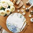 thumbnail image 3 of Round Placemats Set of 4 Blue Hydrangea Place Mats Washable Woven Placemat Green Eucalyptus Leaves Flowers Circle Braided Table Mat for Kitchen Dining Table Party Home Decor 15 Inch, 3 of 8