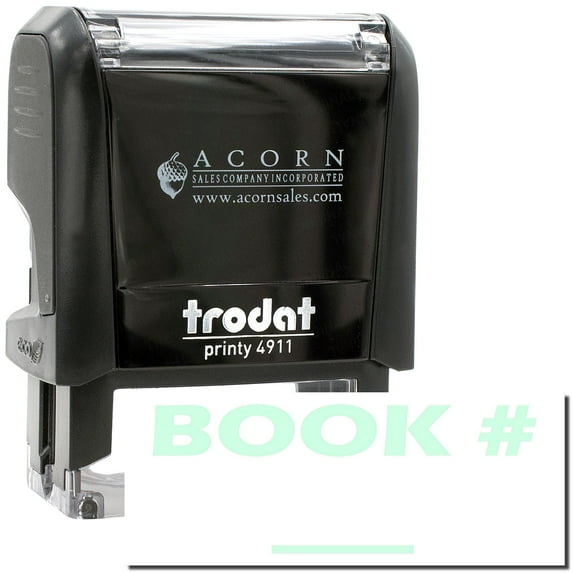 Self-Inking Book Stamp, Trodat Printy 4911, Press and Print Stamping, Impression Size 5/8" x 1-1/2", Up to 10,000 Impressions - Mint Green Ink