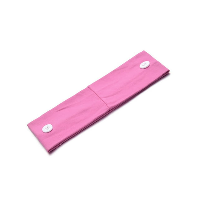 stanreset Button Headband Holder Solid Good Elasticity Relieve Ear Pain Good Fixation Sport Scarf Classic Headcloth Sweat Absorption Men Rose Red with Button