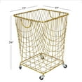 thumbnail image 4 of DecMode Gold Metal Deep Set Metal Mesh Laundry Basket Storage Cart with Wheels and Handles, 4 of 14