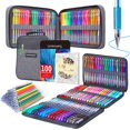 thumbnail image 1 of Juego de 200 bolígrafos de Gel de colores con 100 recambios, bolígrafo de punta fina con bolsa de lona para niños, libros de colorear, libros de recortes de dibujo, paquete de 100, 1 of 3