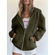 thumbnail image 5 of Sudaderas con Capucha y Cremallera para Mujer, Sudaderas Extragrandes, Conjuntos de Moda Escolar para Otoño, Chaquetas Informales, Ropa de Invierno Verde XXL, 5 of 9