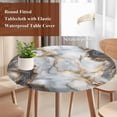 thumbnail image 3 of Marble White Gold Round Tablecloth 55-60 Inch Round Fitted Table Cloth with Elastic Edge, Abstract Modern Geometric Printed Waterproof Table Cover Protector for Outdoor Picnic Party Dining, 3 of 6