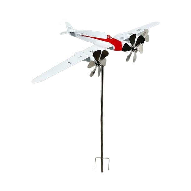 Escultura de Avión de Viento, Figura Artística de Molino de Viento de Metal, Moderna, para Exteriores, para Jardín, Casa O Patio.