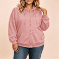 thumbnail image 2 of ABSUYY Women's Hooded Sweatshirt Jacket, Plus Size Full Zip Long Sleeve Casual Top with Pockets, Wine,Size L, 2 of 9