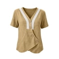 thumbnail image 5 of Msgweeeg Women's Short Sleeve Tops Summer Womens Blouse V Neck Lace Regular Fit Trendy Beach Women Tshirts, 5 of 7