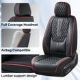 thumbnail image 4 of Coverado Black&RedLine Car Seat Covers Front, Waterproof Faux Leather Auto Seat Protectors with Lumbar Support, Luxury Automotive Interior Accessories Universal Fit Most Cars SUV Trucks, 4 of 5