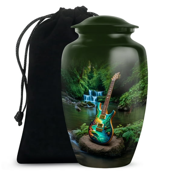Guitar Decorative Urns for Adult Male Ashes, Guitar Funeral Cremation Urn for Human Ashes, Large Urns Memorial Burial for Human Ash, Cremation Urn for Adults Male, Size 10 inch 1pcs