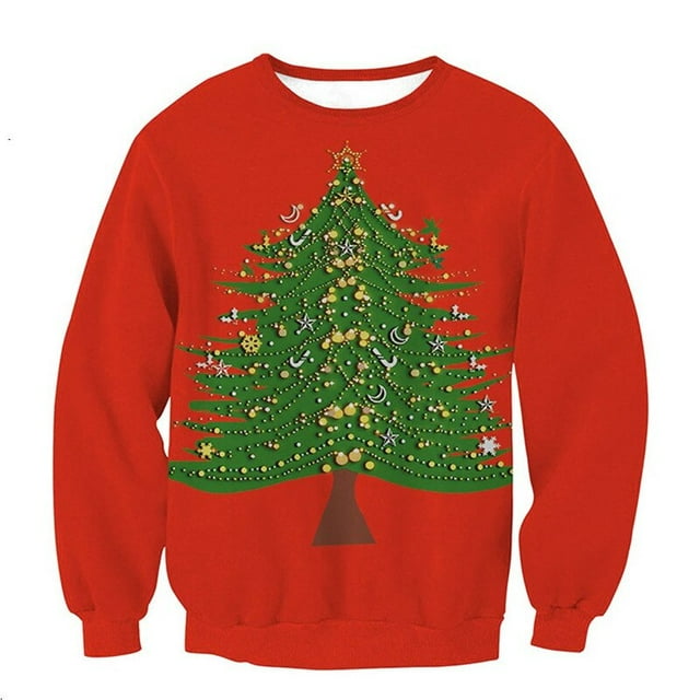 Chandail de Noël Unisexe Laid Chandail de Noël Imprimé 3D Extraterrestre Drôle Fête de Vacances Col Rond Chandail en Molleton Chandail Vêtements Festifs