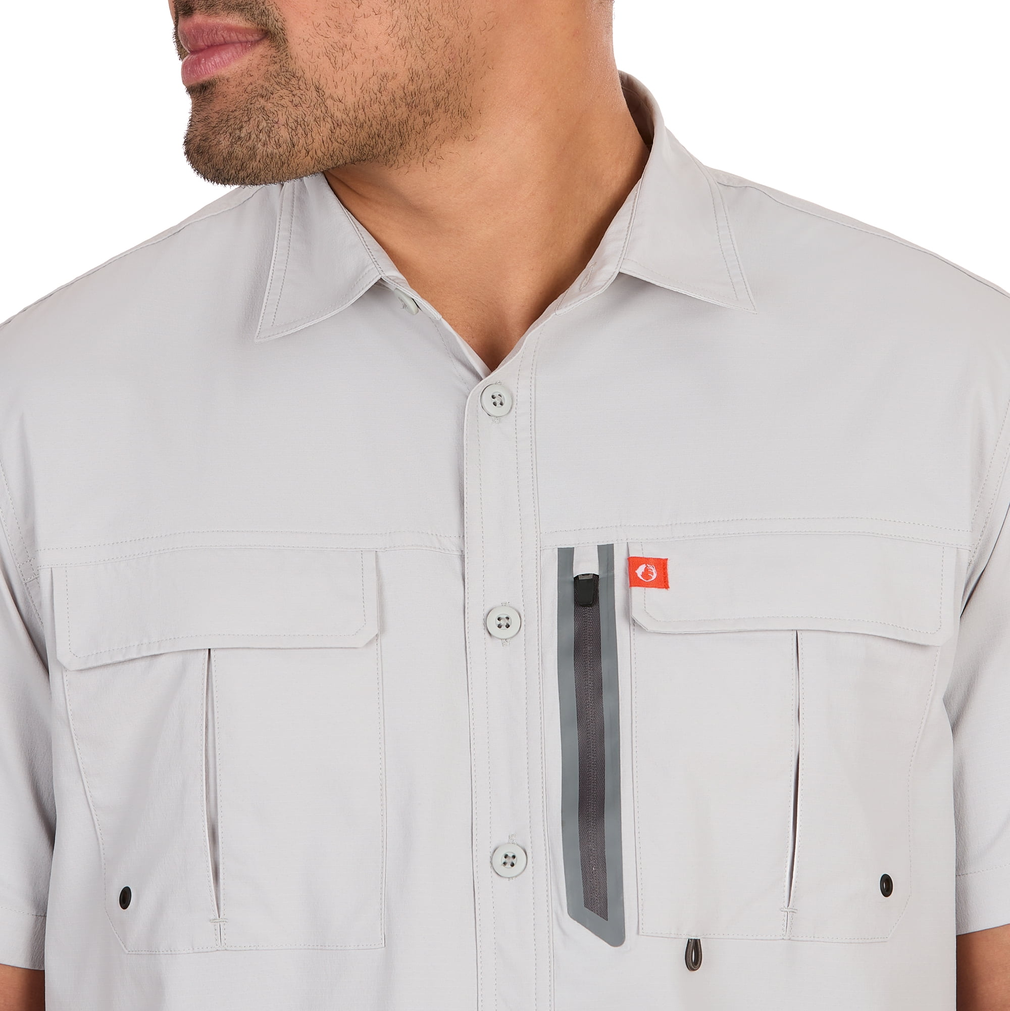 The American Outdoorsman Blackfoot River Fishing Shirt, Short Sleeve - Quick Dry, UPF 30 UV Protection, Modern Fit, Breathable Eyelets and Waterproof Chest Zip Multiple Pocket (High Rise, XL)